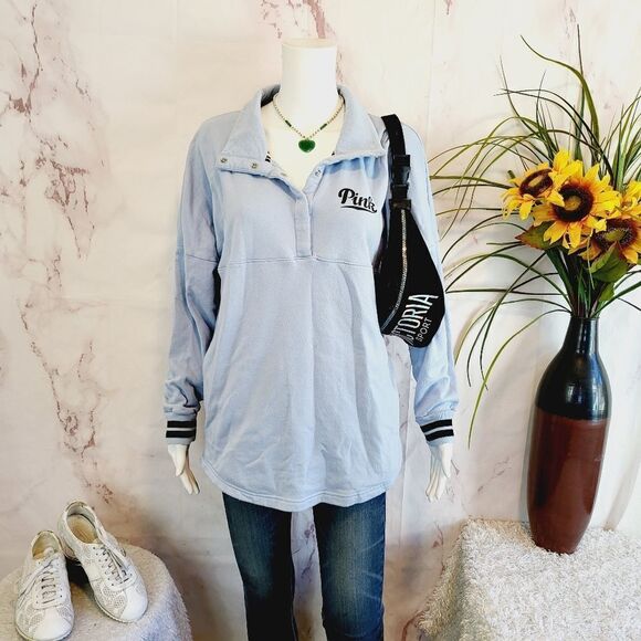 PINK Victoria's Secret baby blue pullover sweatshirt - Picture 1 of 6